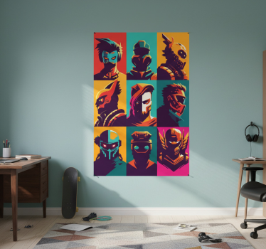 Poster juvenil personagens épicos de pop art - TenStickers