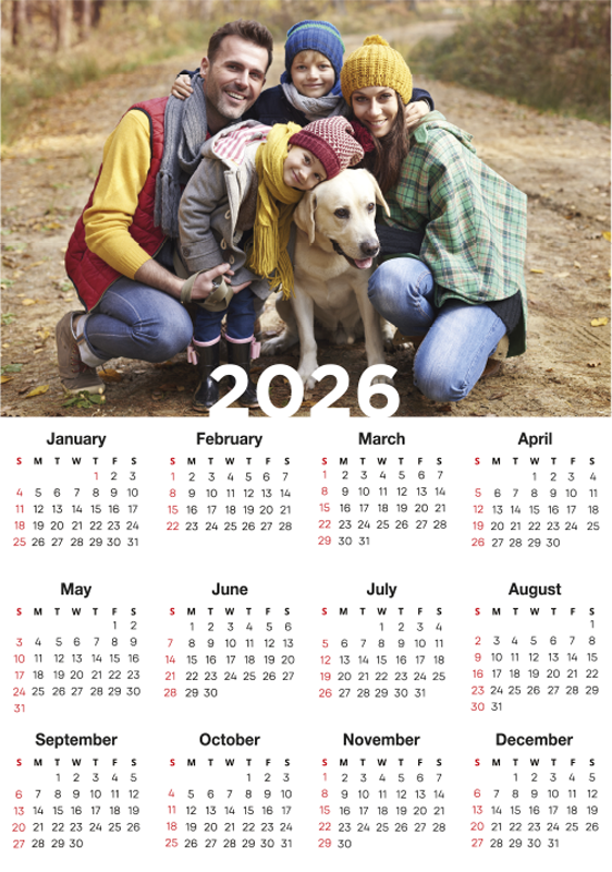 Poster para personalizar calendário 2026 - TenStickers