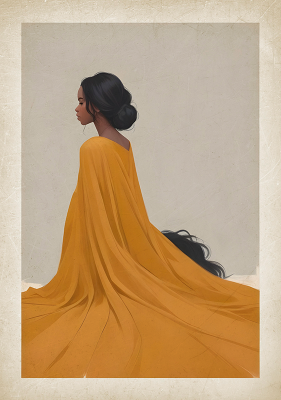 Poster arte senhora de vestido laranja - TenStickers