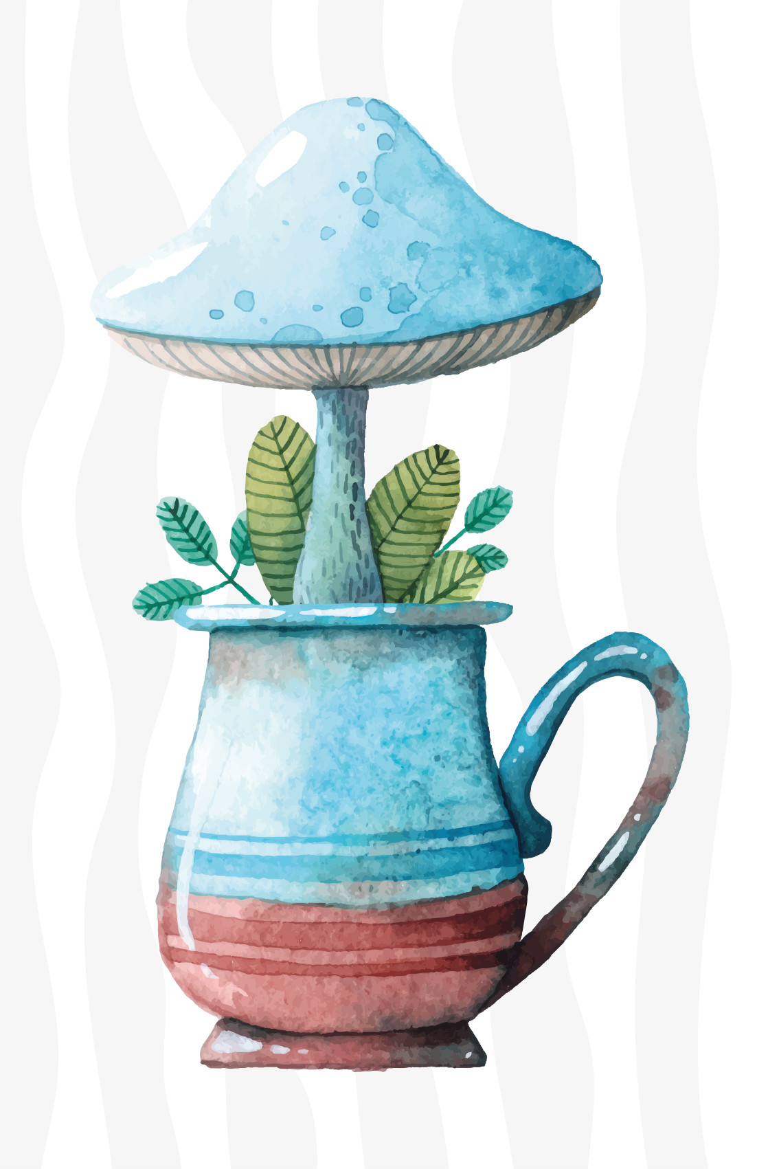 Poster cozinha com design fofo de cogumelo na xícara - TenStickers