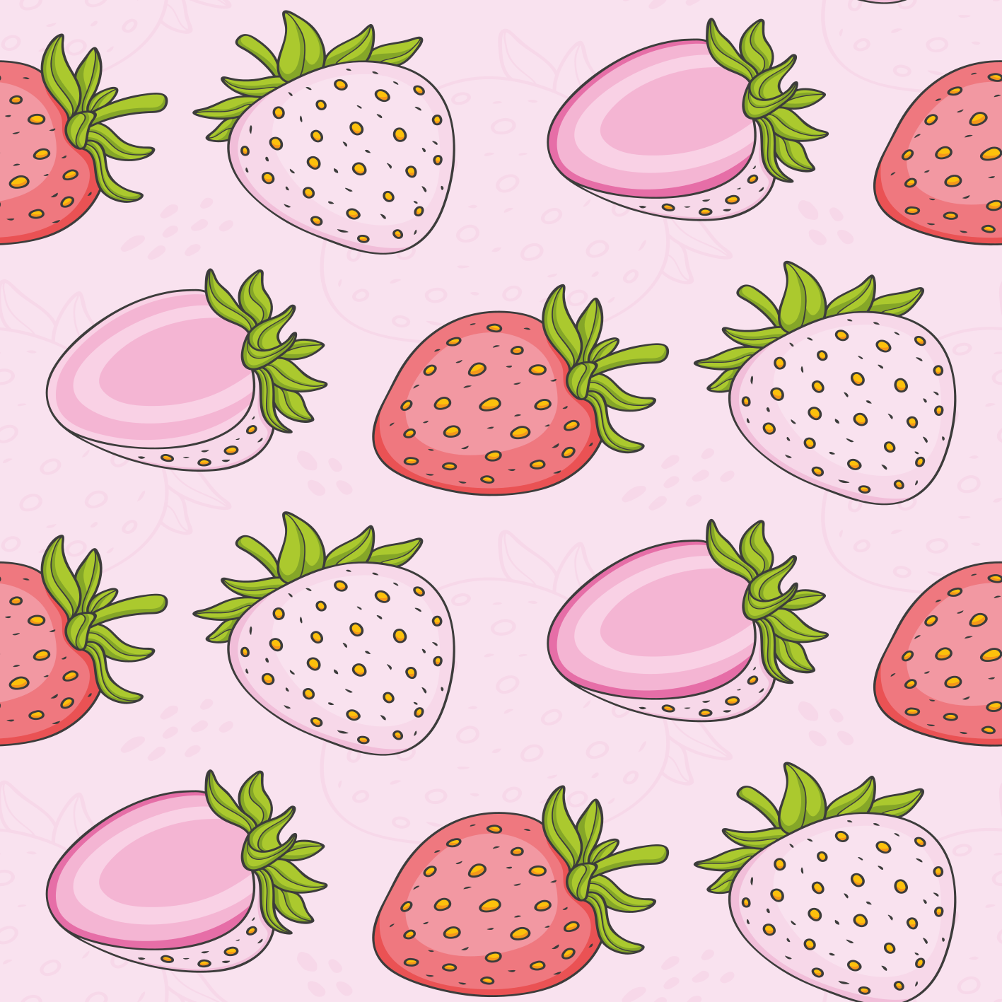 Poster cozinha morangos rosa e vermelhos sem emenda - TenStickers