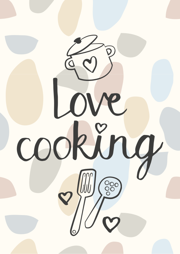 Poster cozinha amo cozinhar texto - TenStickers