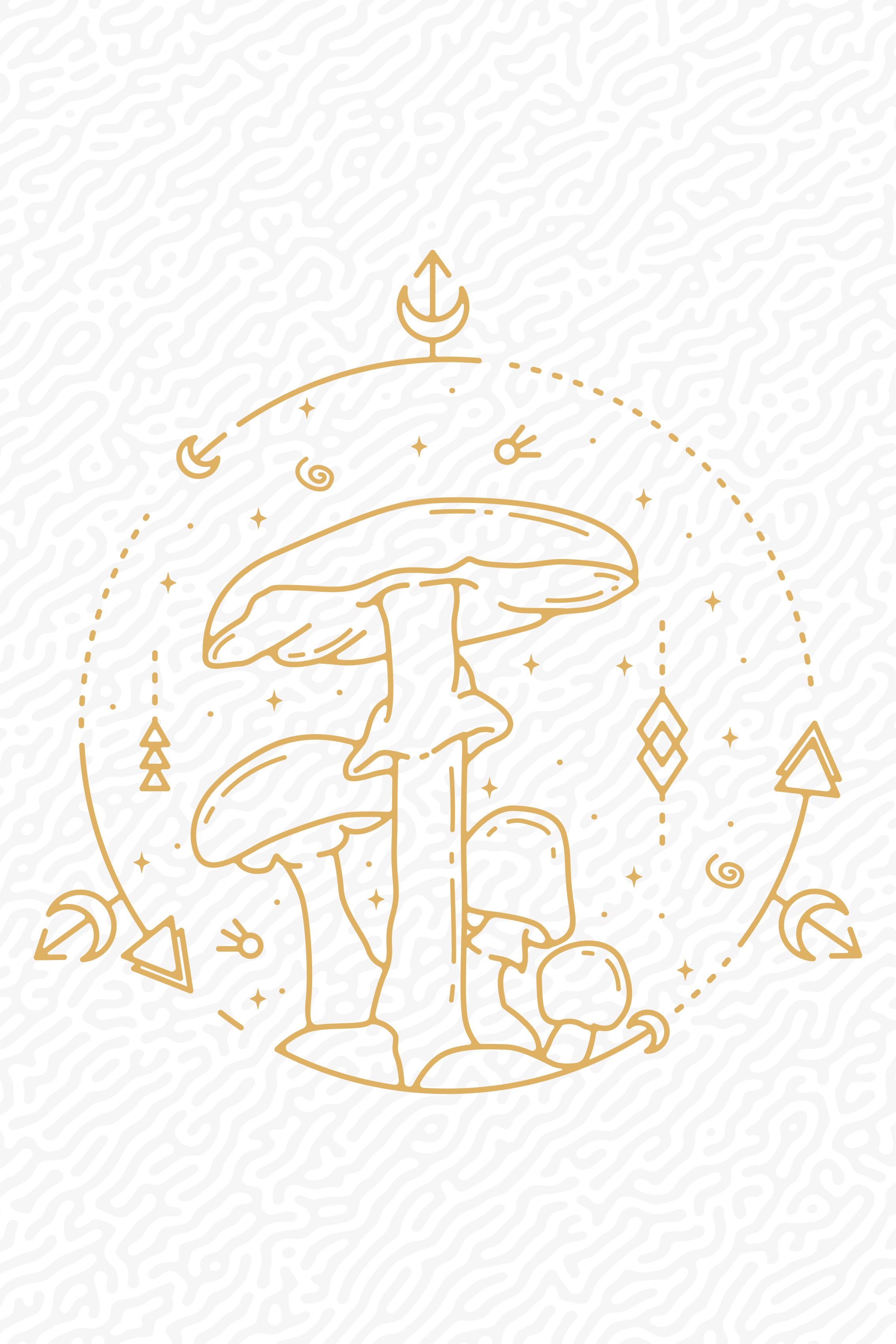 Poster cozinha design monoline de cogumelos geométricos - TenStickers