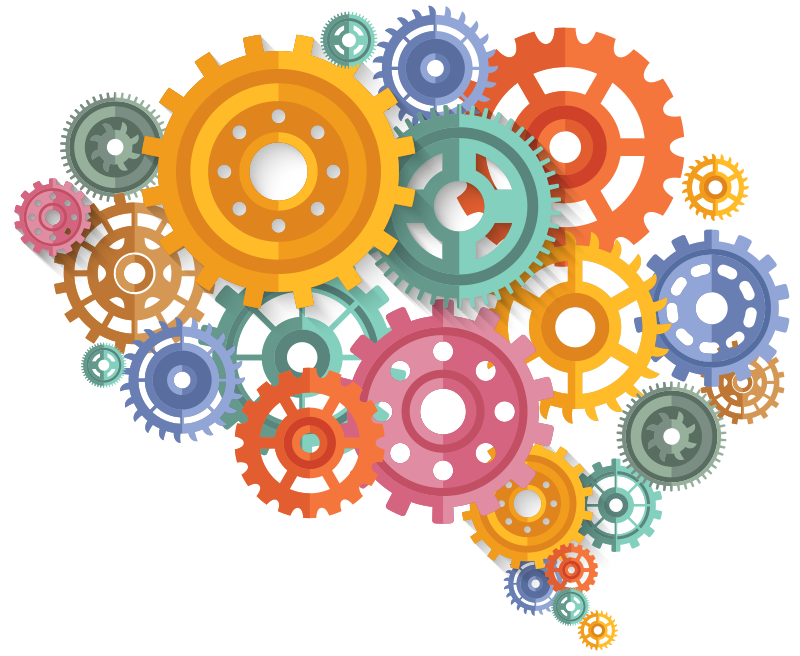 Poster escritório engrenagens coloridas de cérebro - TenStickers