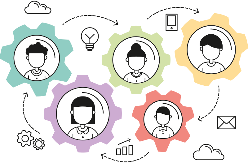 Poster escritório motor de trabalho em equipe - TenStickers