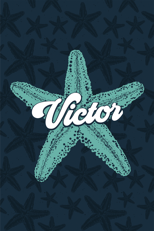Poster juvenil estrelas do mar em tons de azul - TenStickers