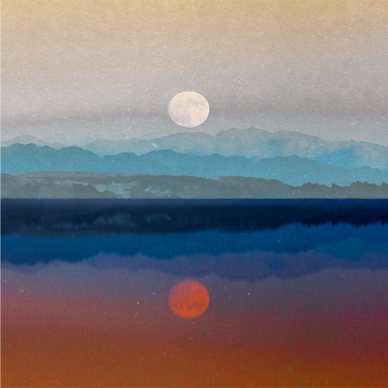 Poster para sala com design bonito da lua no espaço - TenStickers