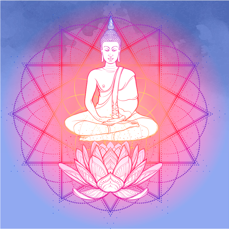 Poster para sala mandala do buda meditando - TenStickers