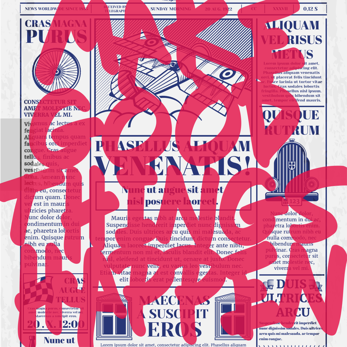 Poster para sala faça coisas boas acontecerem design retrô - TenStickers
