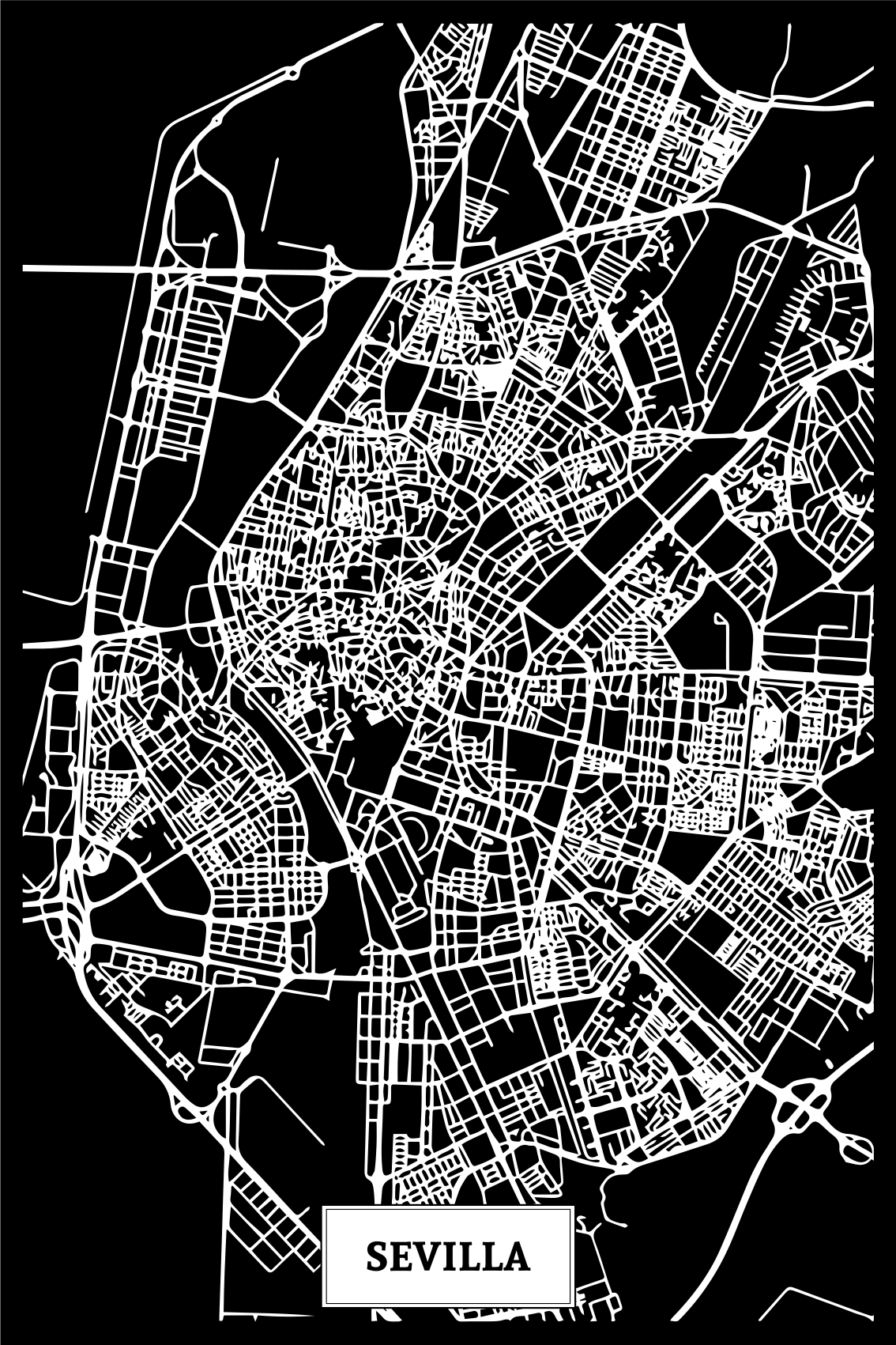 Poster para sala mapa topográfico de sevilha - TenStickers