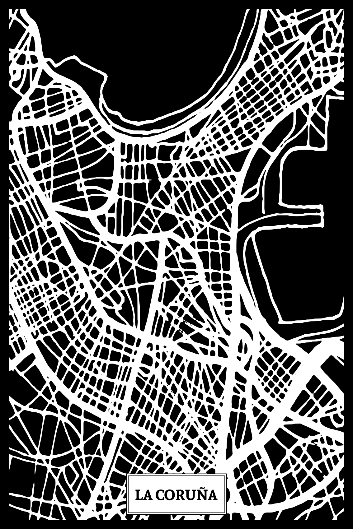 Poster para sala mapa topográfico de coruña - TenStickers