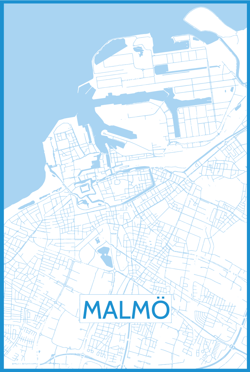 Poster para sala mapa de malmo - TenStickers