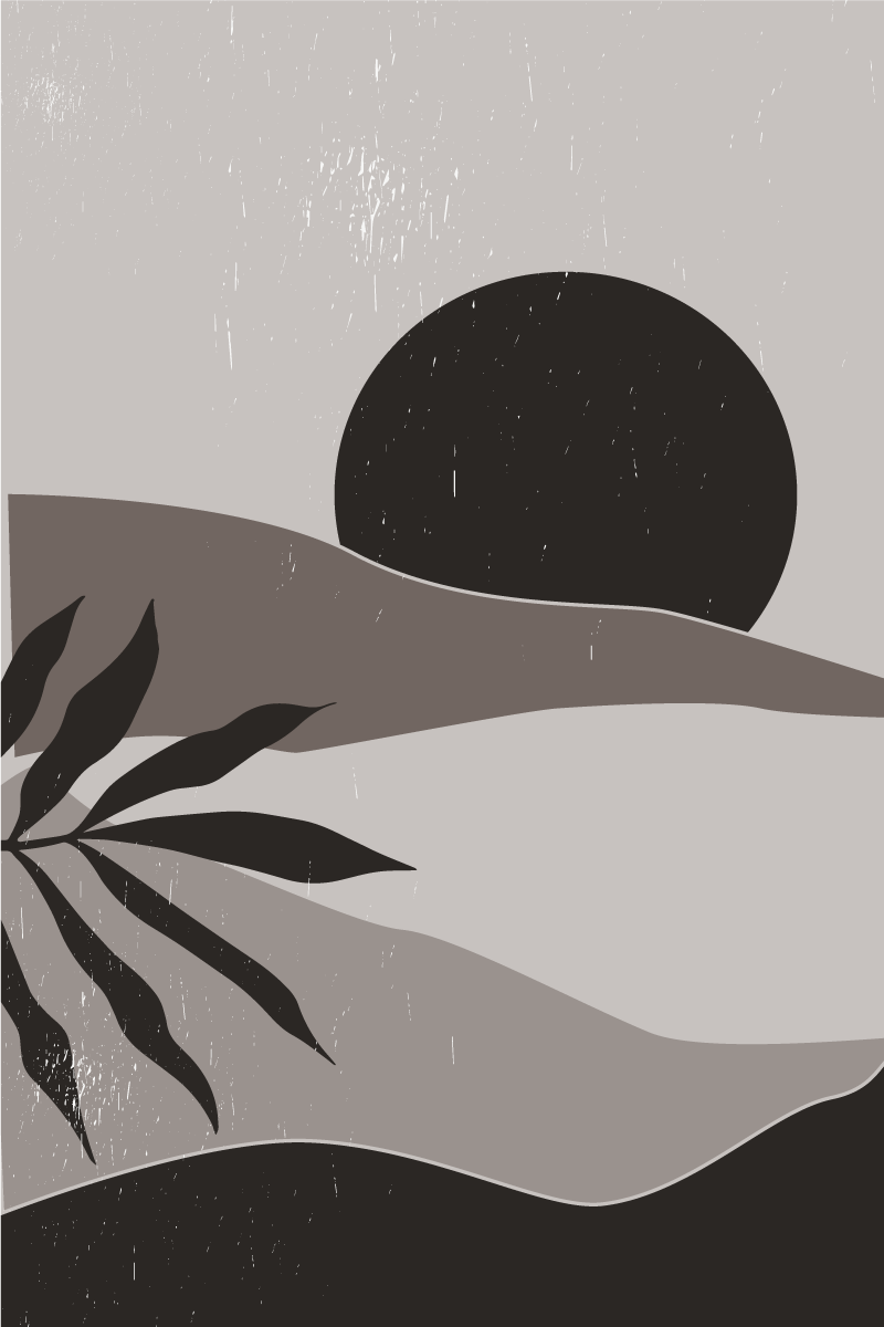 Poster para sala pôr do sol em preto e branco no deserto - TenStickers