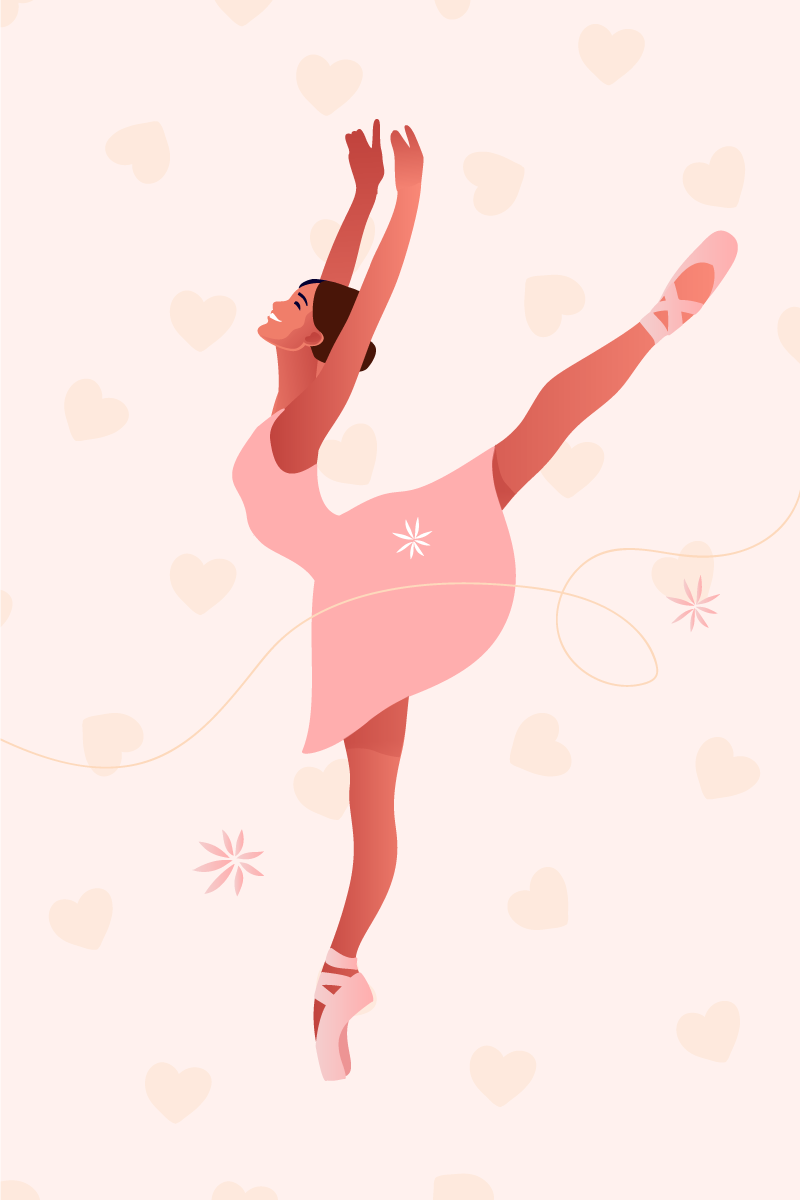 Poster infantil bailarina com corações - TenStickers