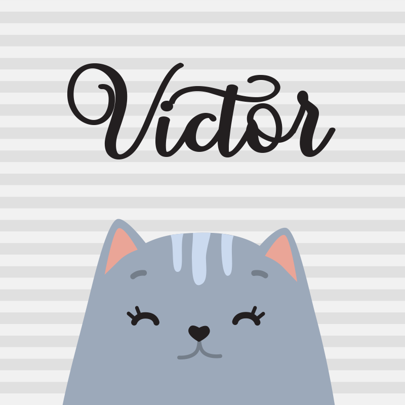 Poster infantil gato nórdico com nome - TenStickers