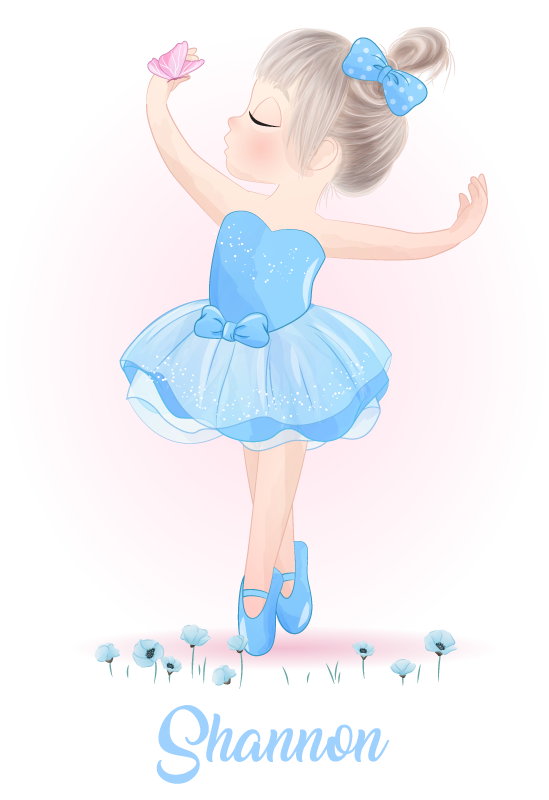 Poster infantil bailarina azul com nome - TenStickers
