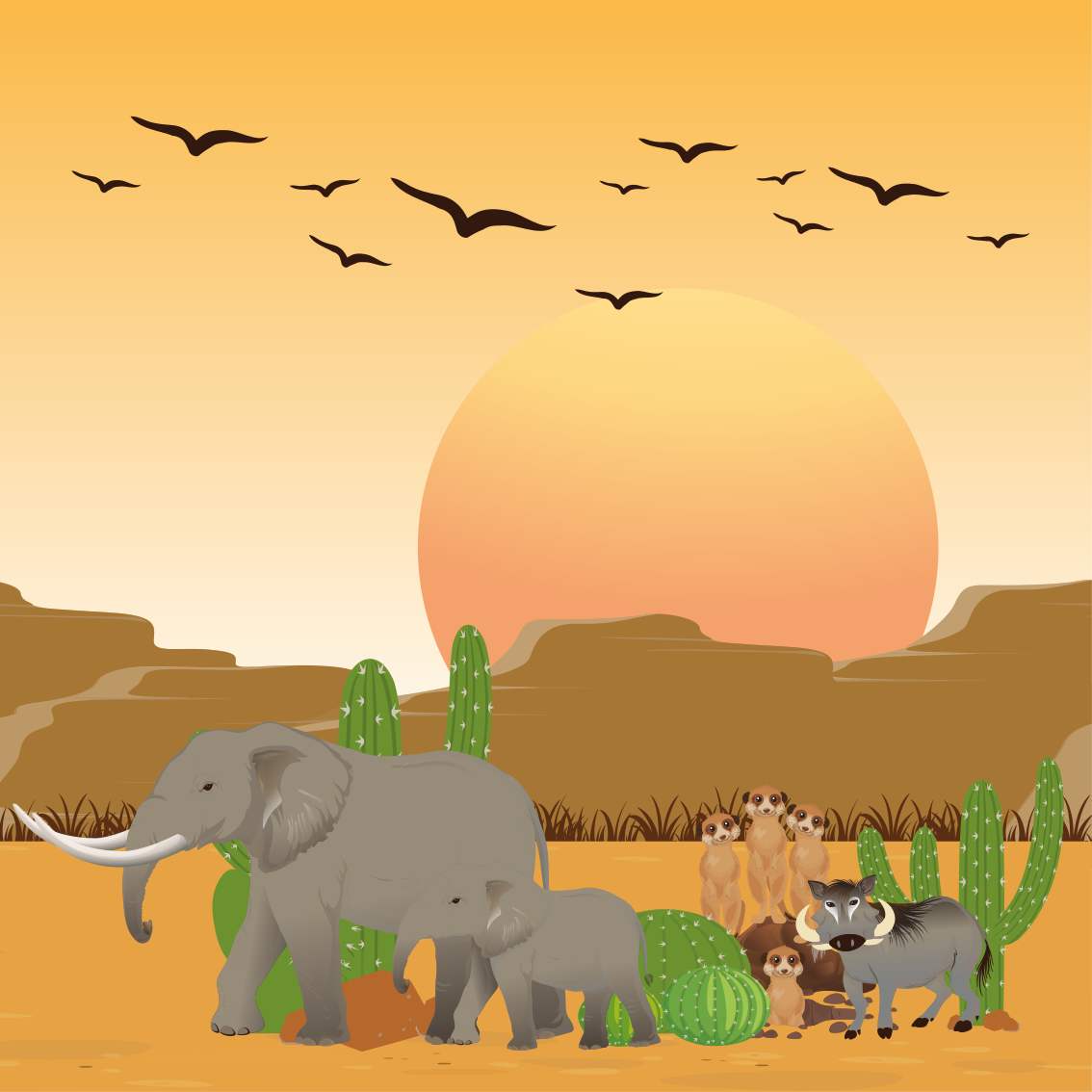 Poster infantil animais africanos na selva quadros 4 - TenStickers