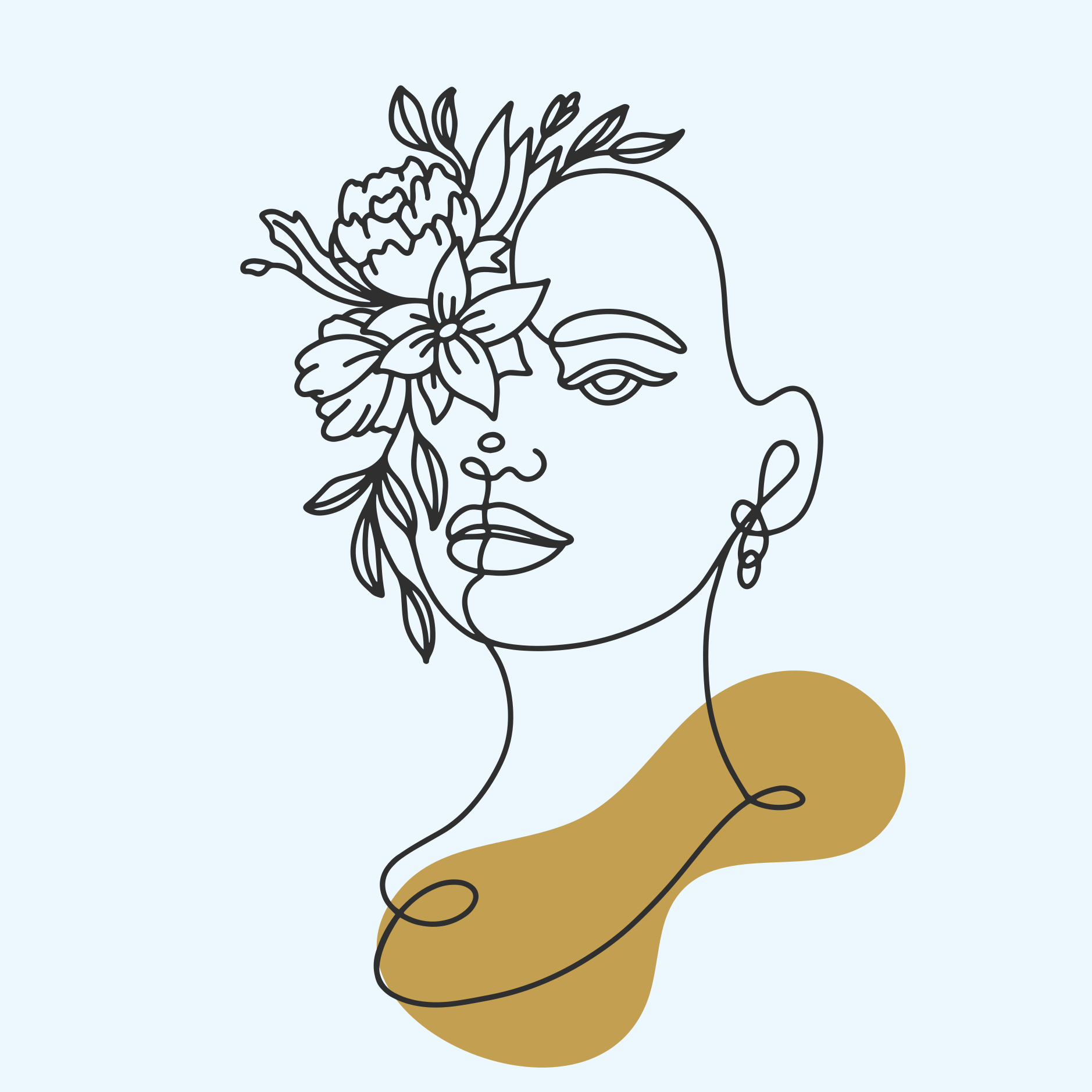 Poster de flores com linhas de mulher abstratas - TenStickers