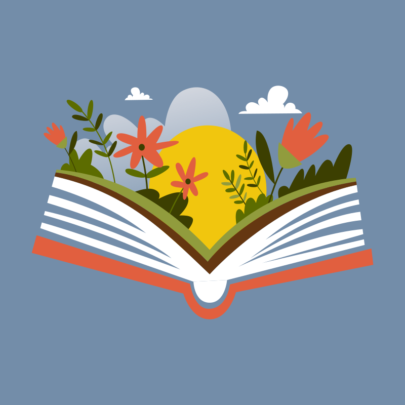 Poster de flores livro aberto - TenStickers