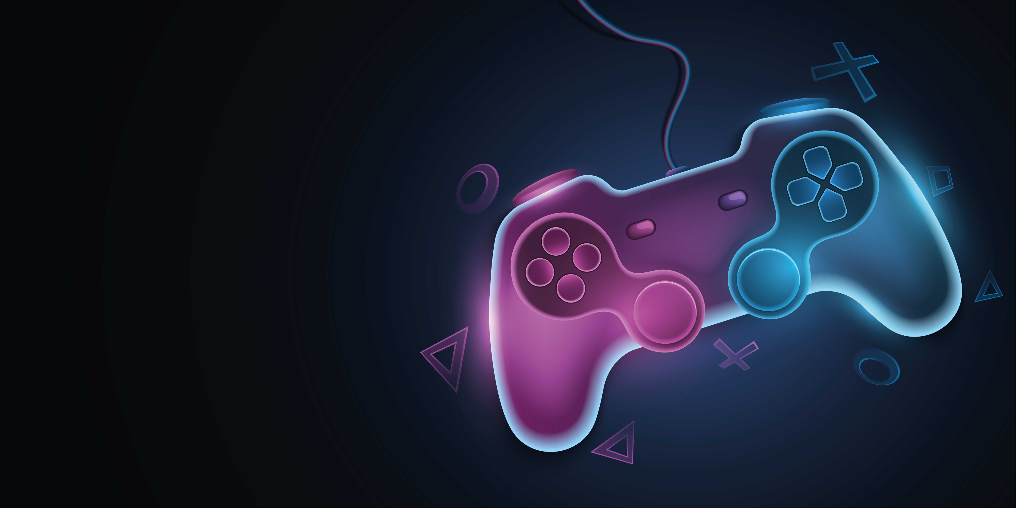 Pôster de videogame gráfico de pads neon coloridos - TenStickers