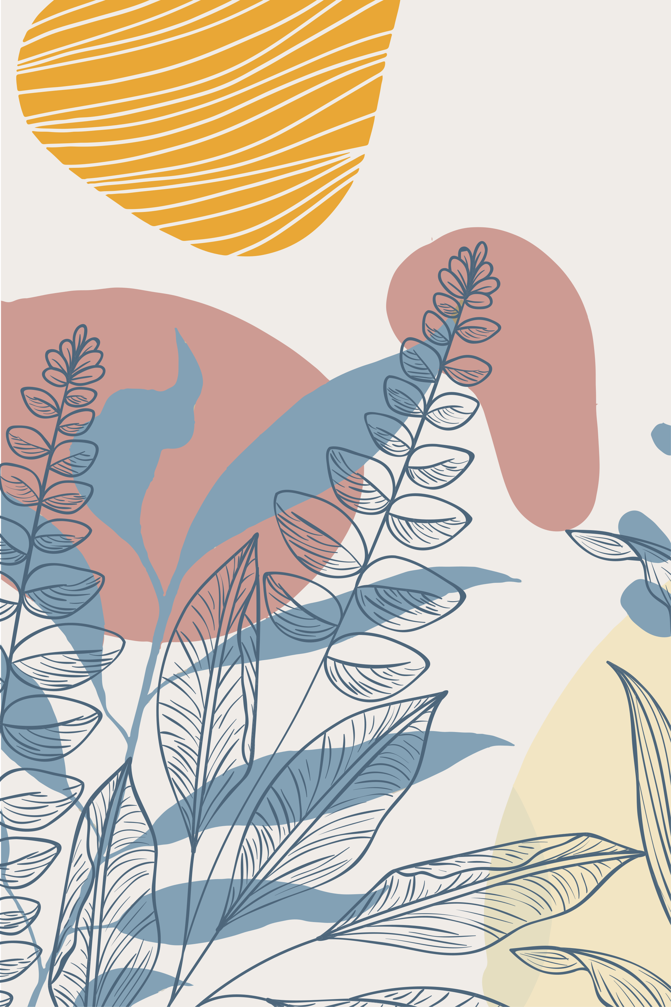 Poster de flores e plantas folhas abstratas escandinavas - TenStickers