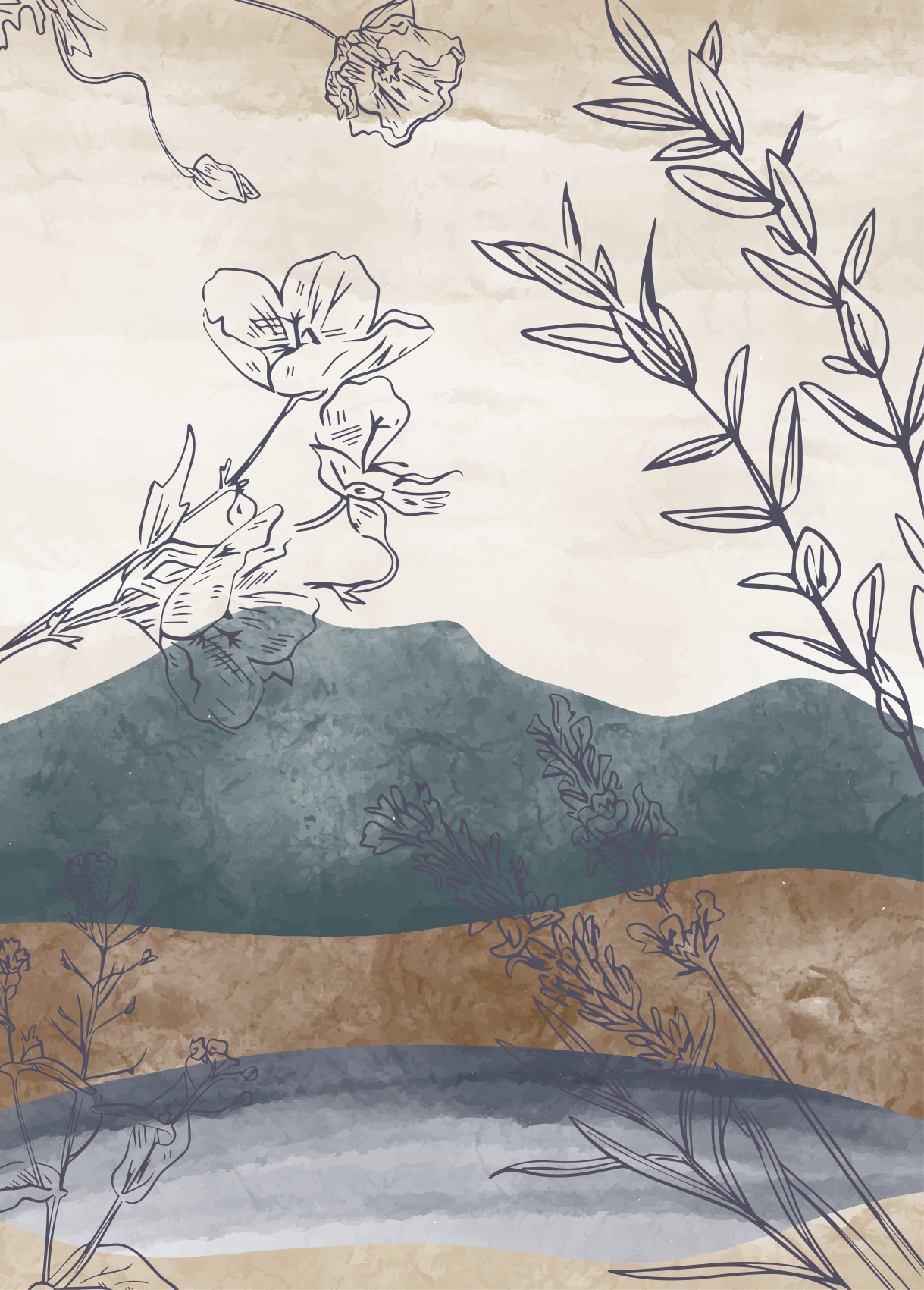 Poster de flores e plantas silhueta botânica - TenStickers