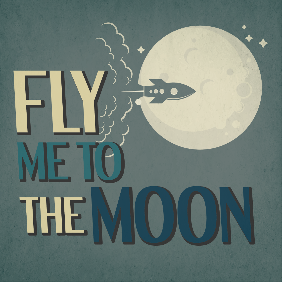 Poster juvenil viagem de foguete à lua - TenStickers