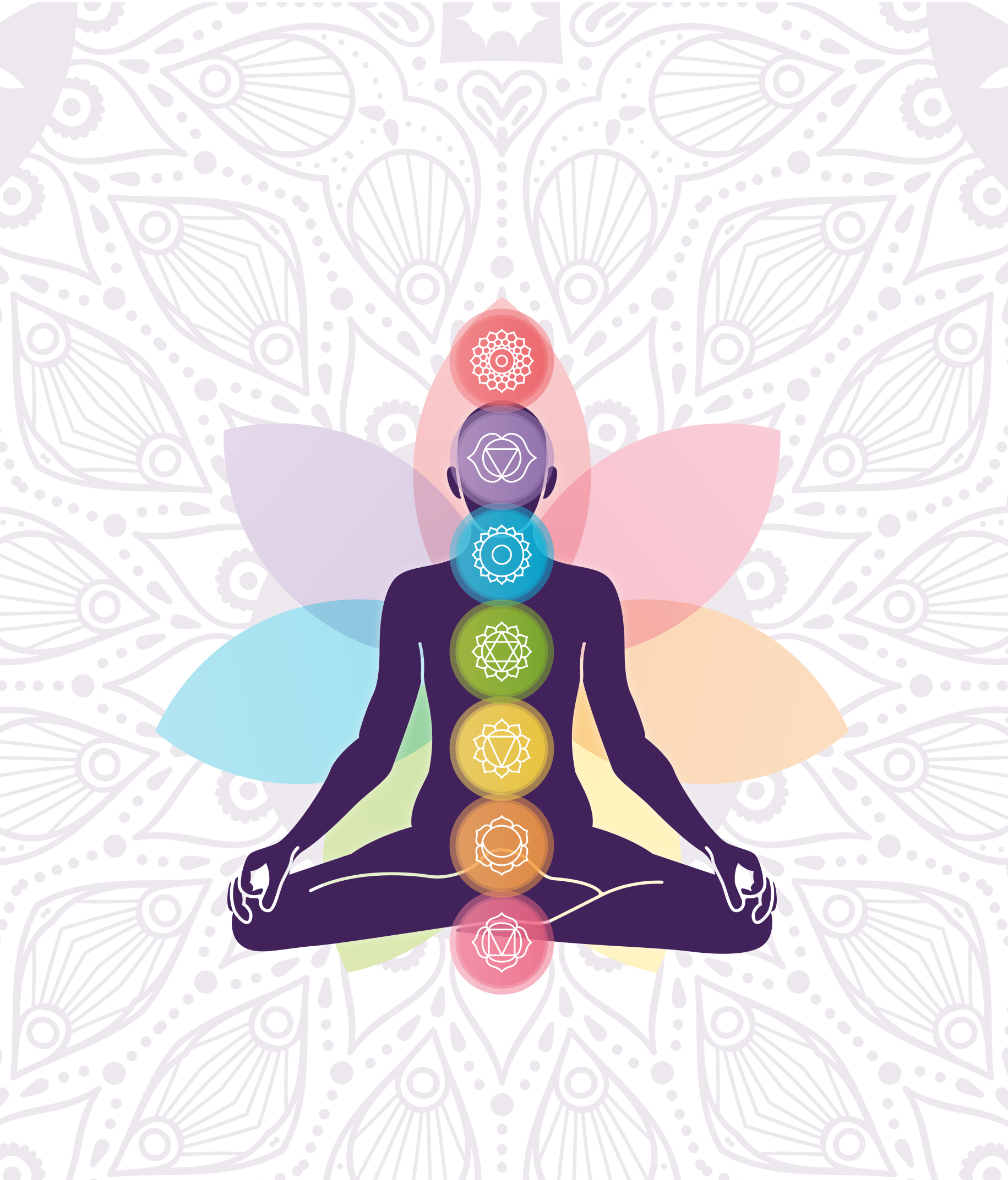 Poster zen figura meditativa com chakras - TenStickers