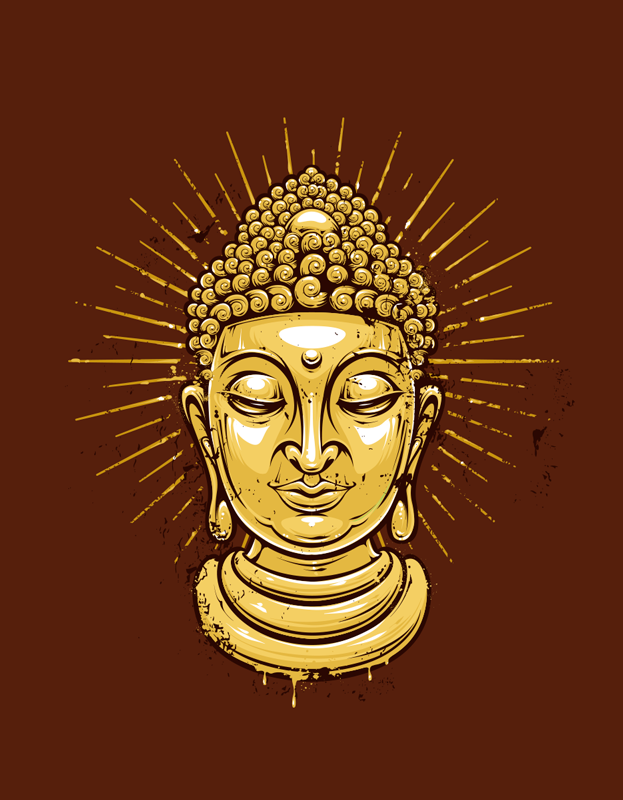 Poster zen silhueta do buda dourado - TenStickers