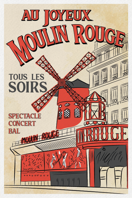 Poster cidades e países moulin rouge - TenStickers