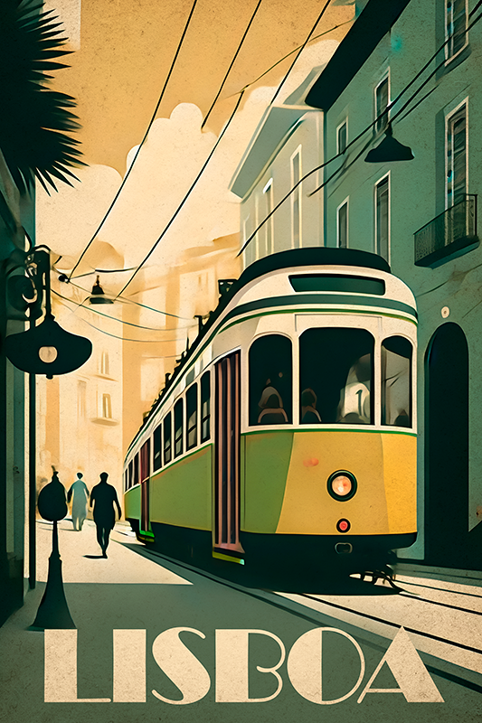 Poster cidades e países ilustração vintage de lisboa - TenStickers