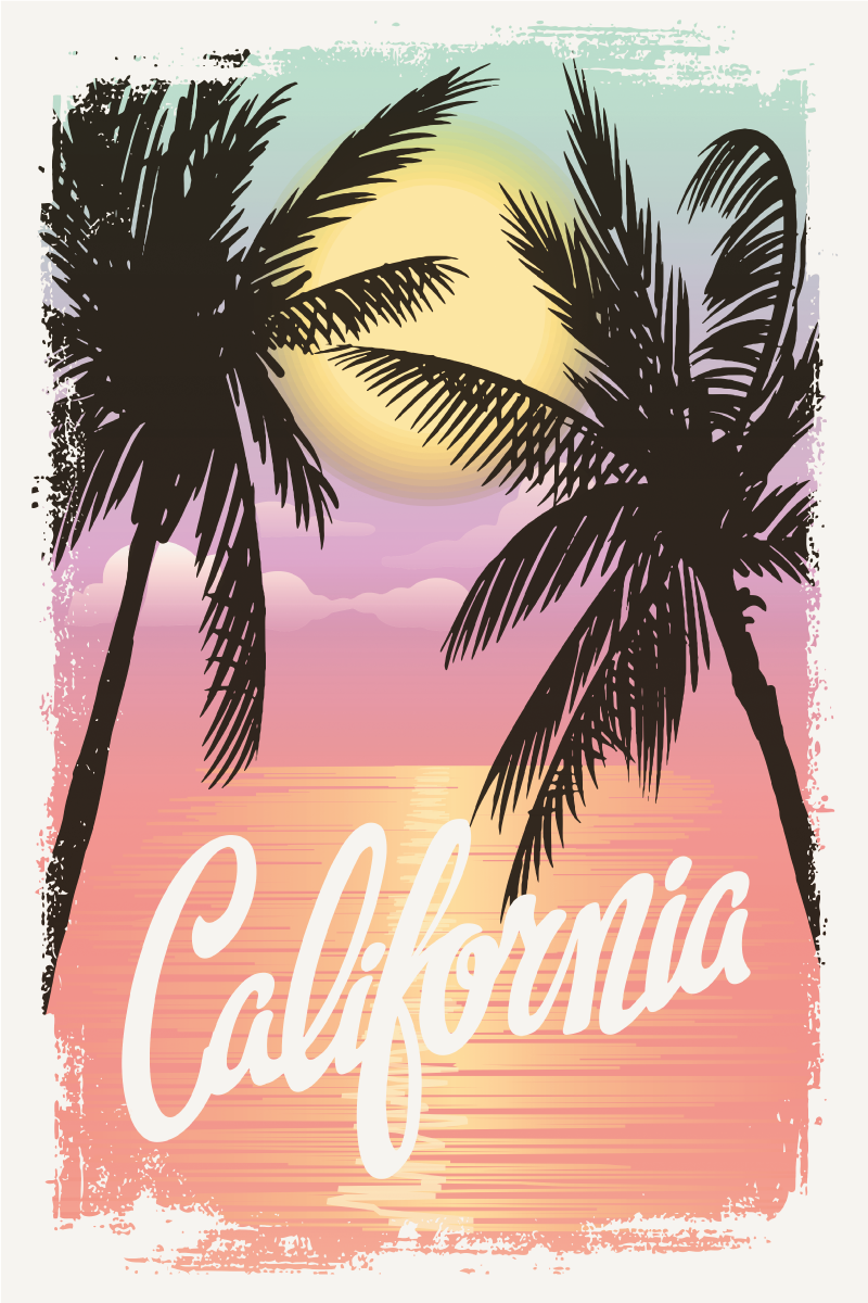 Poster cidades e países vibes do pôr do sol da califórnia - TenStickers