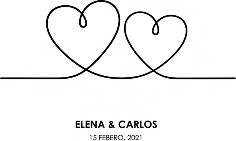 Poster para personalizar coração em linha única - TenStickers