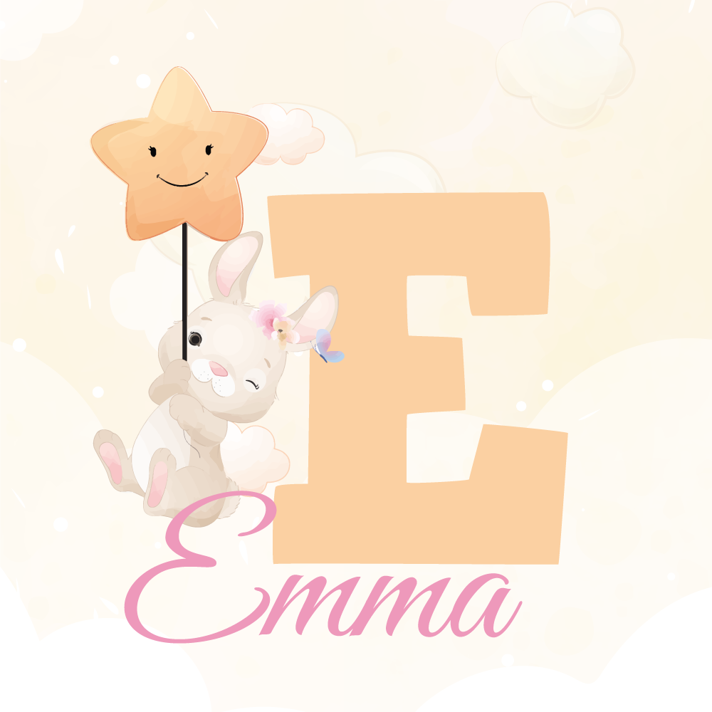 Poster para personalizar coelhinho feliz com estrela - TenStickers