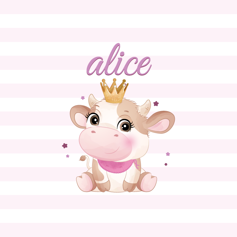 Poster para personalizar princesa vaca fofa - TenStickers
