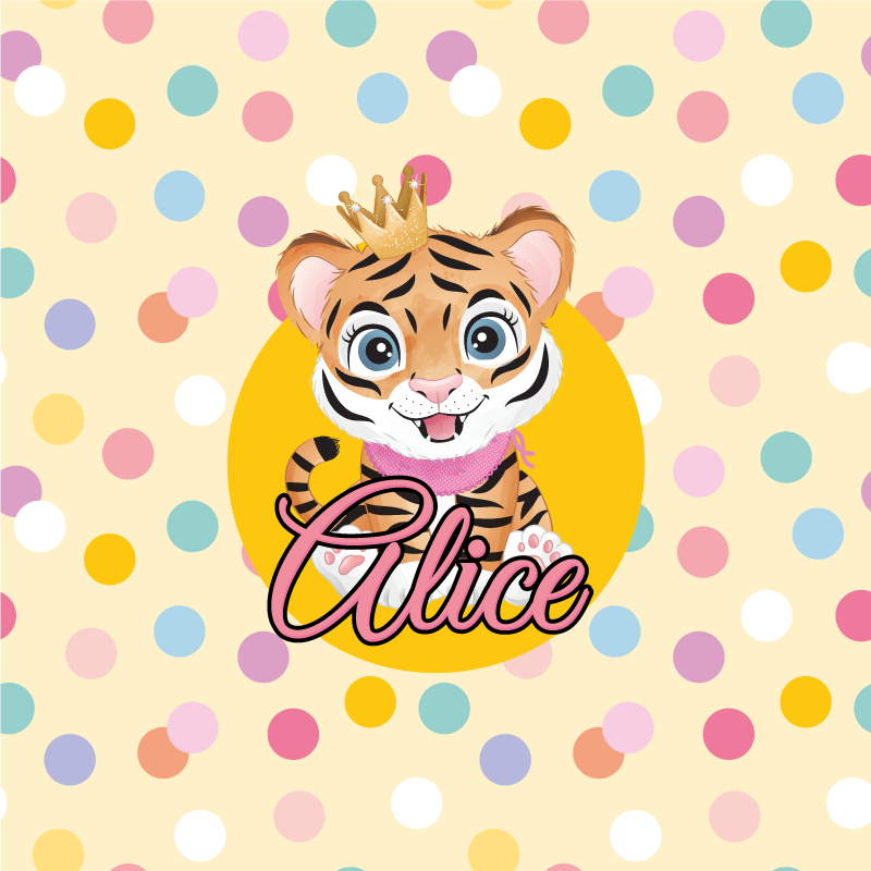 Poster para personalizar personagem de tigre fofo - TenStickers