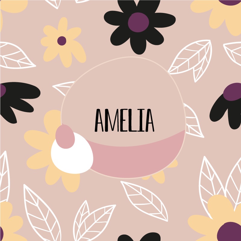 Poster para personalizar criação de nome floral - TenStickers