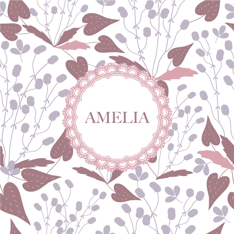 Poster para personalizar com design de nome floral - TenStickers