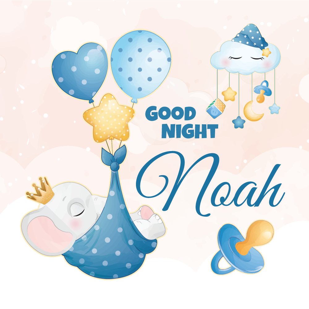 Poster para personalizar boa noite elefante - TenStickers