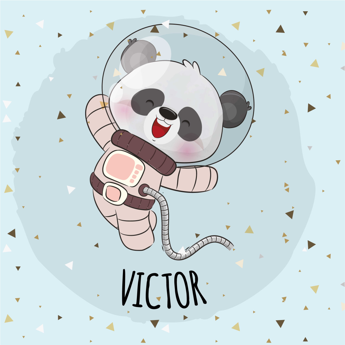 Poster para personalizar panda espacial alegre - TenStickers