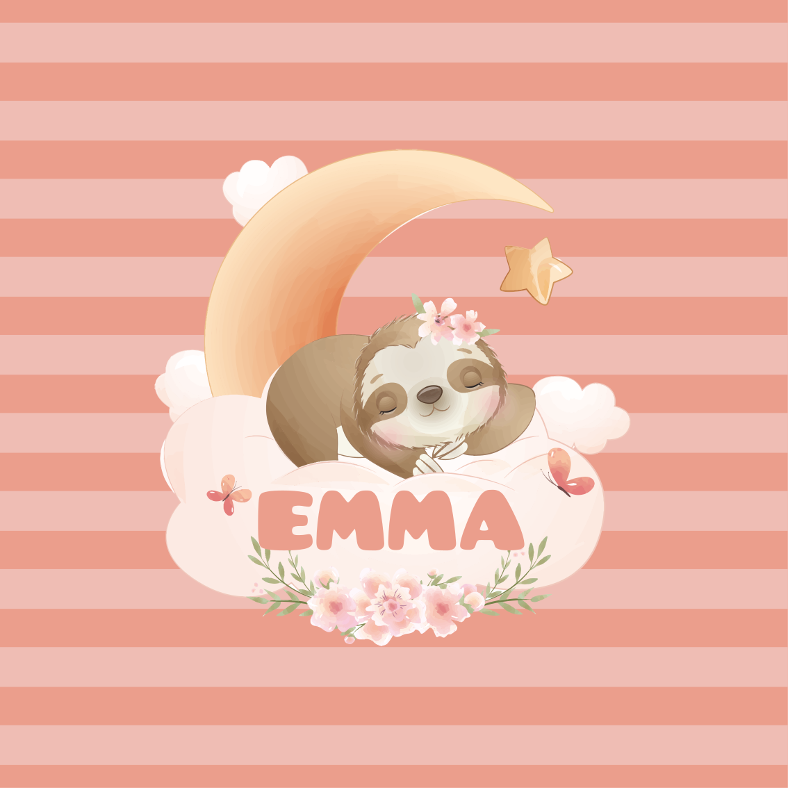 Poster para personalizar bicho-preguiça e lua - TenStickers