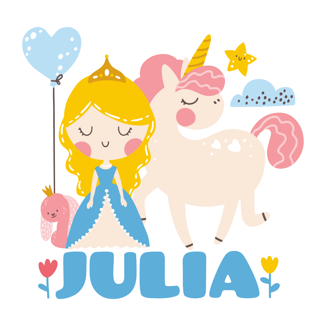 Poster para personalizar princesa com unicórnio - TenStickers