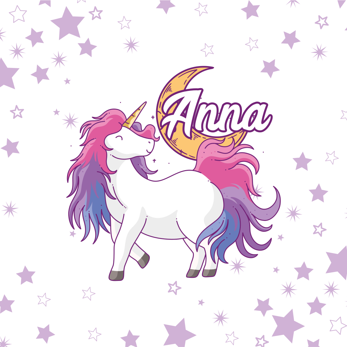 Poster para personalizar unicórnio com estrelas - TenStickers