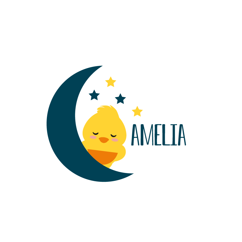 Poster para personalizar pintinho sonolento na lua - TenStickers