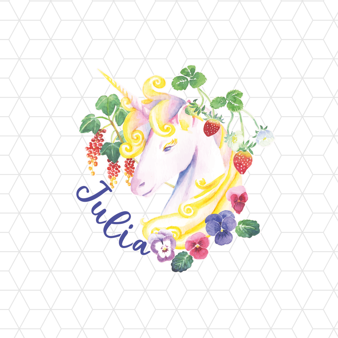 Poster para personalizar arranjo floral de unicórnio - TenStickers