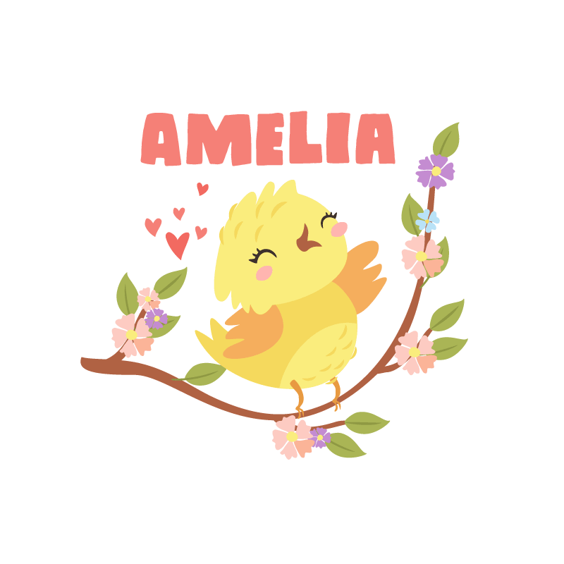 Poster para personalizar pássaro amarelo alegre - TenStickers