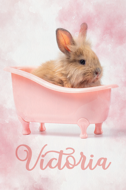 Poster para personalizar retrato de coelhinho fofo - TenStickers