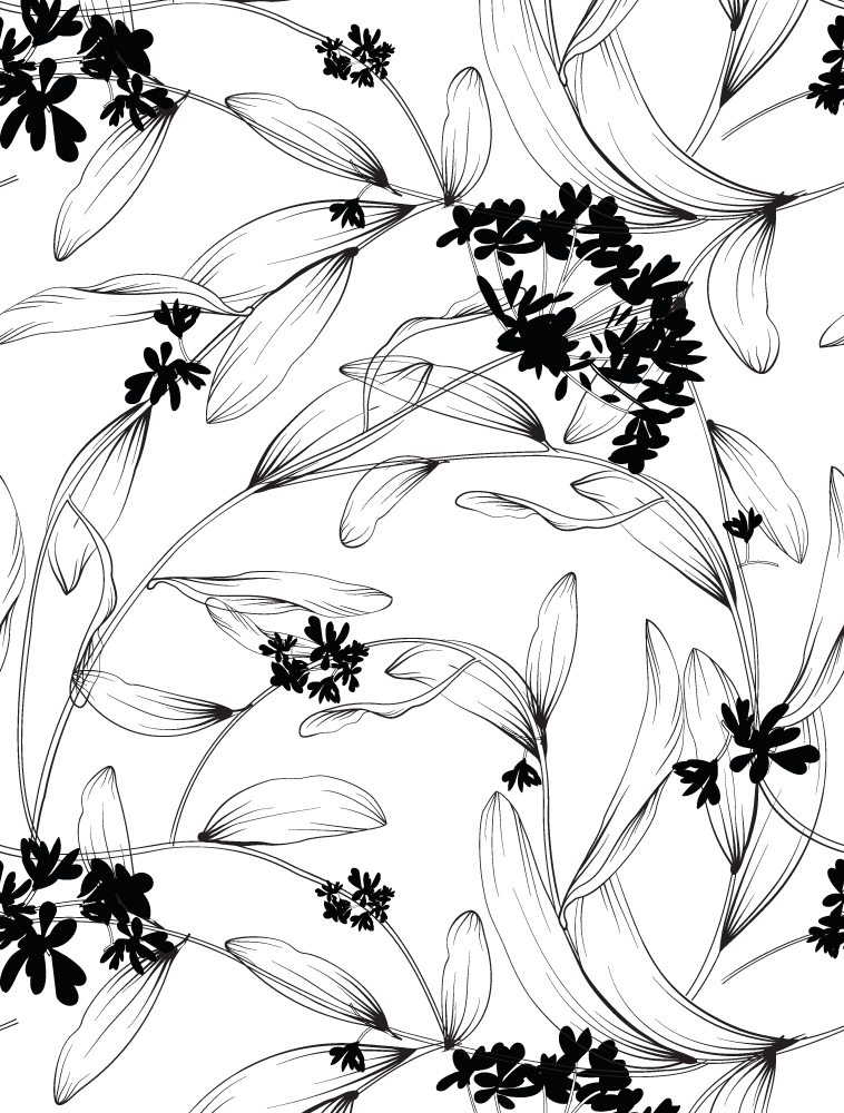 Poster de plantas padrão de folhas pretas - TenStickers
