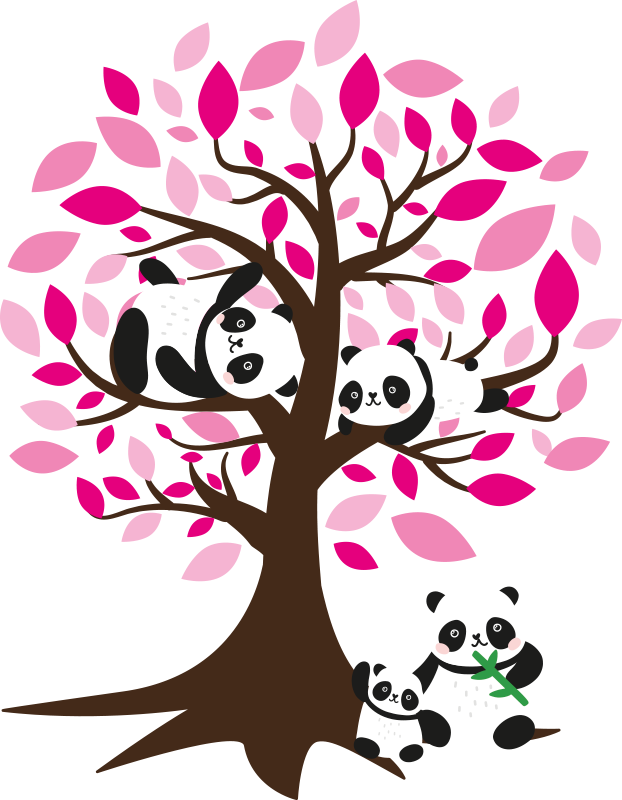 Poster de árvores adesivo de parede com pandas crianças - TenStickers