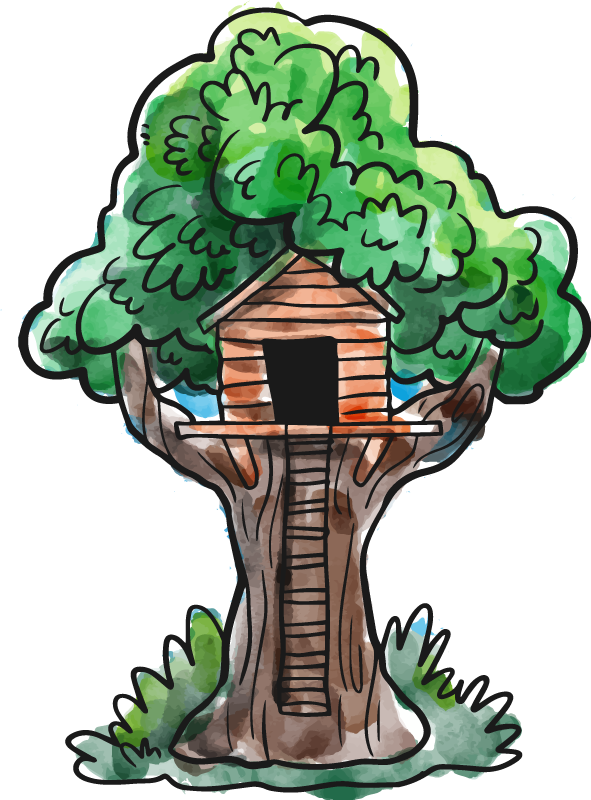 Poster de árvores casa na árvore em aquarela - TenStickers